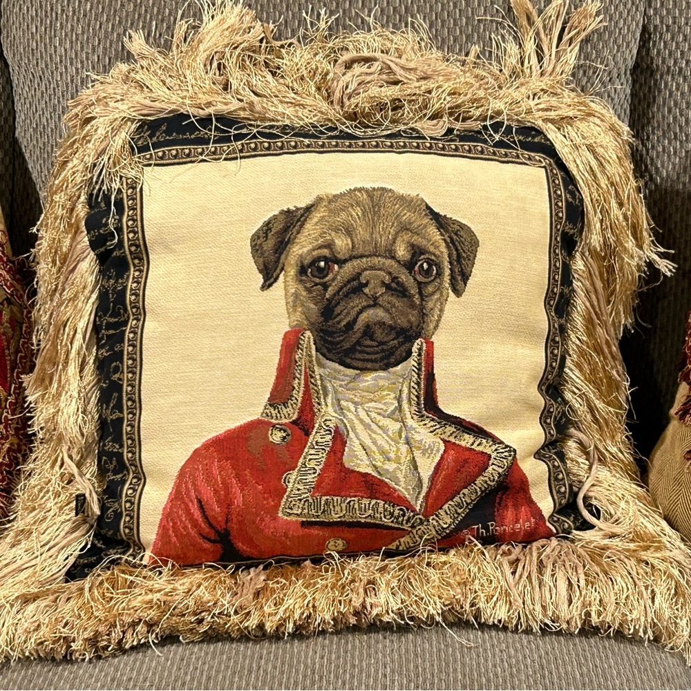 Pug tapestry throw accent pillow
